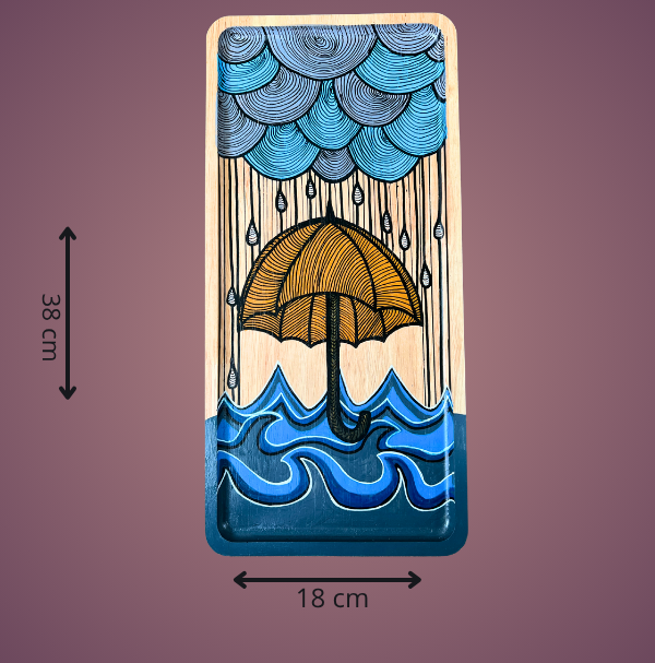 Plateau mural en bambou "Pluie"