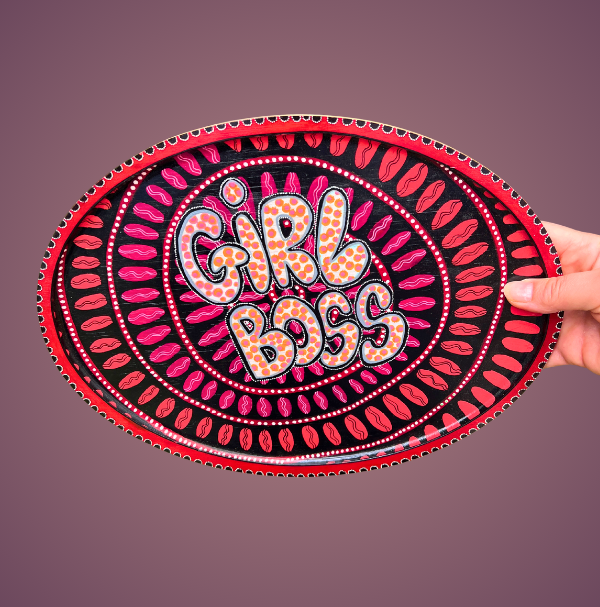 Plateau mural en bambou"GIRL BOSS"