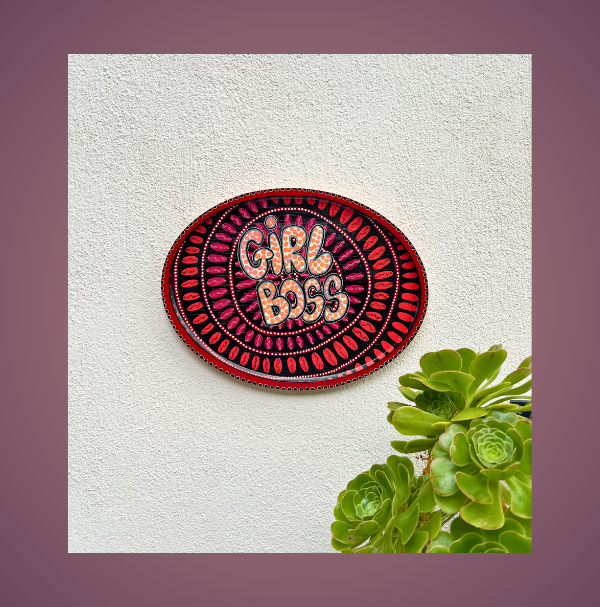 Plateau mural en bambou"GIRL BOSS"