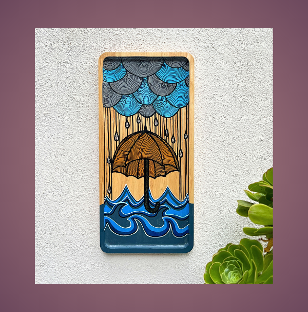 Plateau mural en bambou "Pluie"