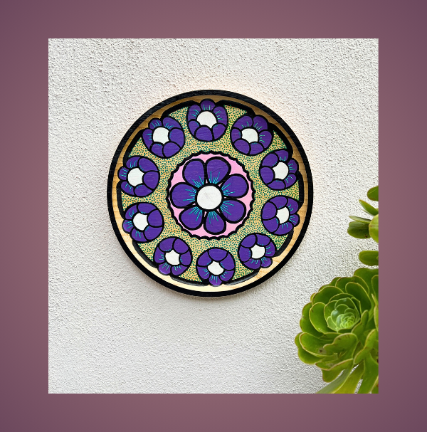 Plateau mural en bambou "Purple bloom"
