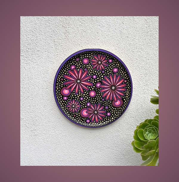 Plateau mural en bambou "Flower power"