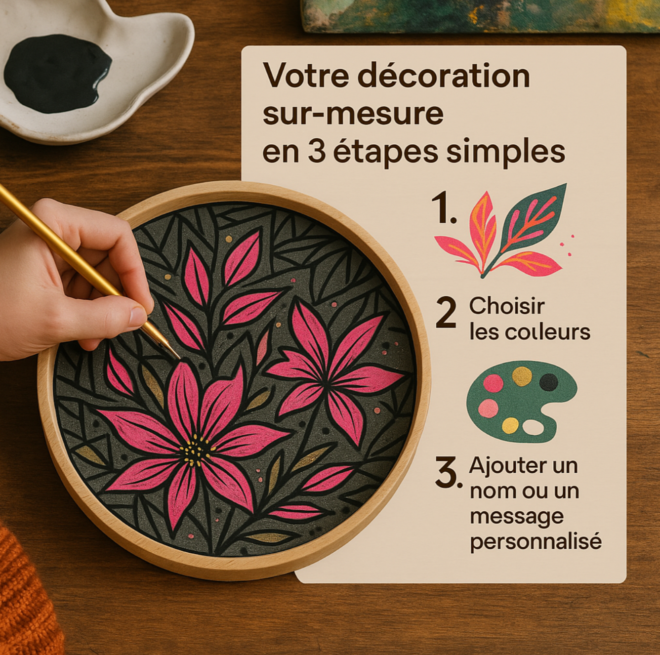 Plateau en bois personnalisé – PinkMama