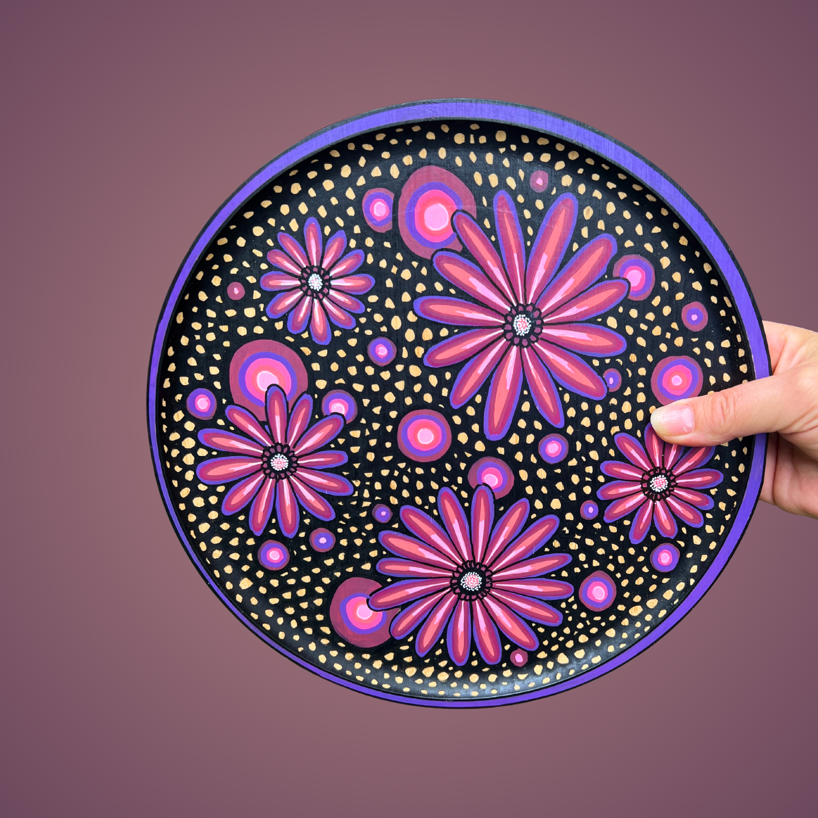 Plateau mural en bambou "Flower power"