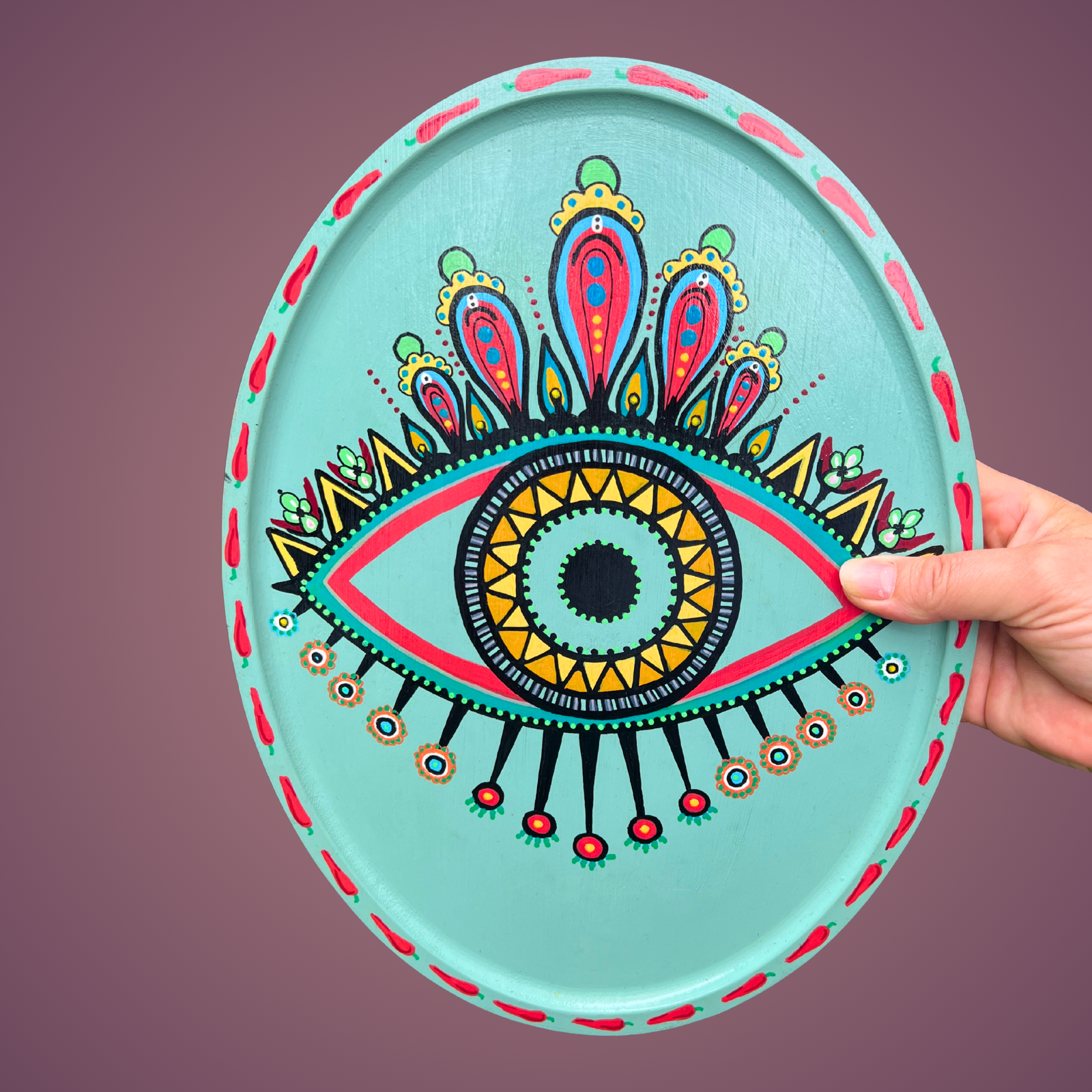 Plateau mural en bambou "All eyes on me"