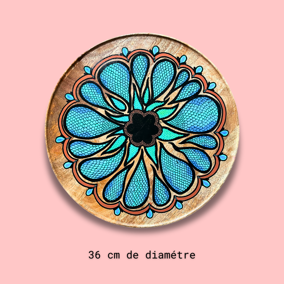 Plateau en bois de manguier "Bulle d'eau"_ Modèle unique