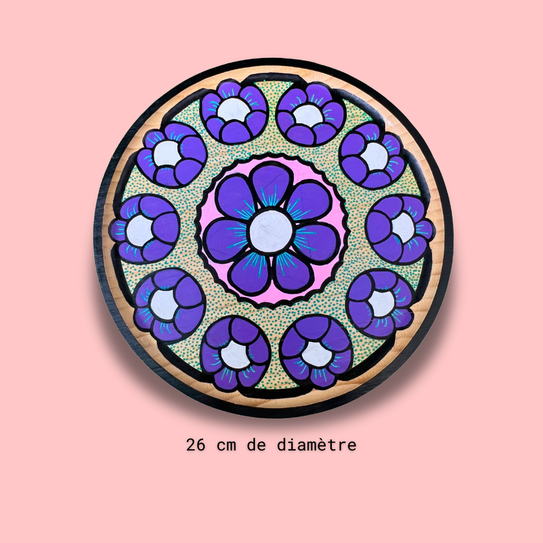 Plateau mural en bambou "Purple bloom"