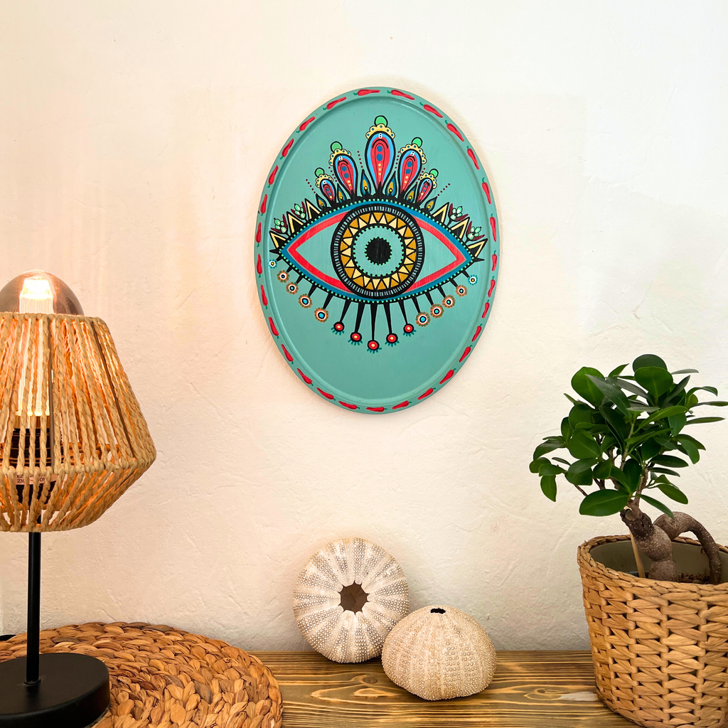 Plateau mural en bambou "All eyes on me"