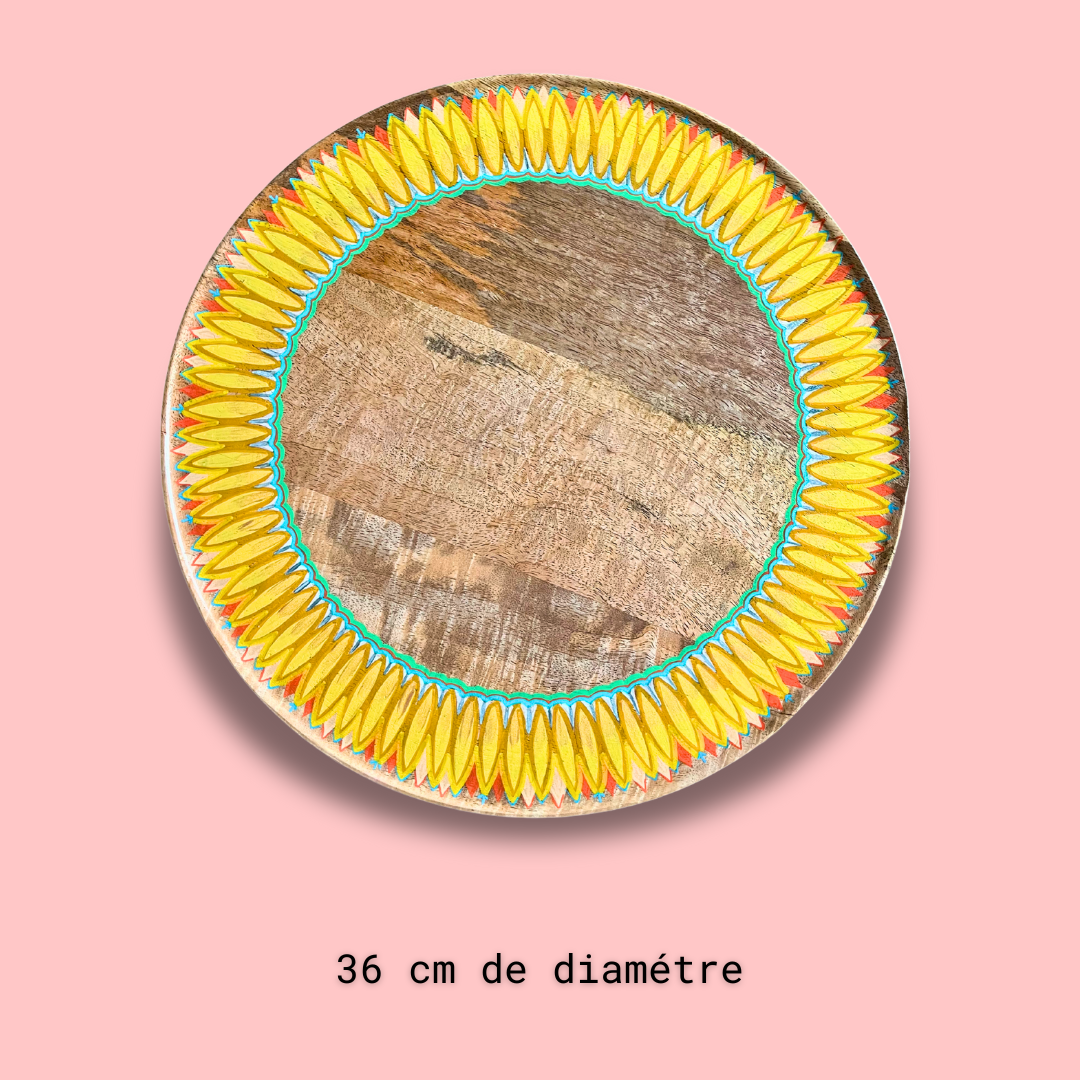 Plateau en bois de manguier "Couronne soleil"_ Modèle unique
